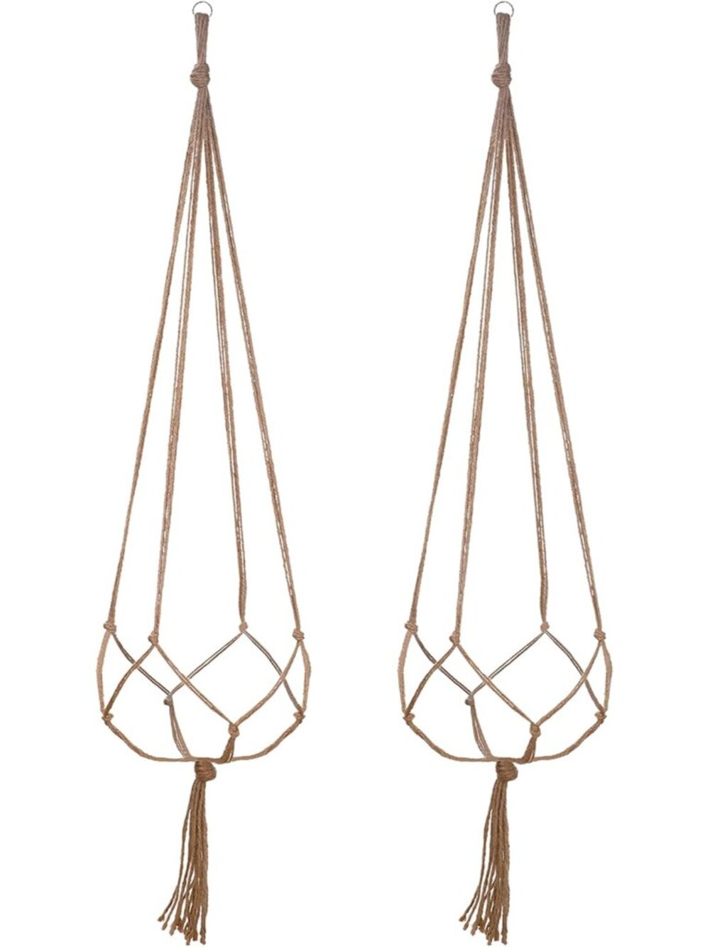 2 Pack 48 Inch Macrame Plant Hanger, Linen Color, 4 Legs